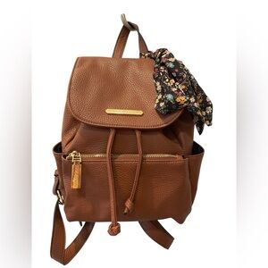 Steve Madden Women’s Backpack Bag/Purse Adjustable Straps Brown Faux Leather